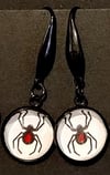 Spider Earrings B&W with Red Painted Detail