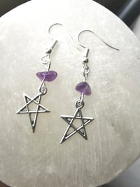 Image 1 of Silver star amethyst earrings 