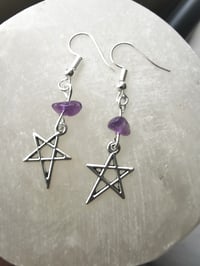 Image 2 of Silver star amethyst earrings 