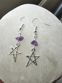 Image 3 of Silver star amethyst earrings 