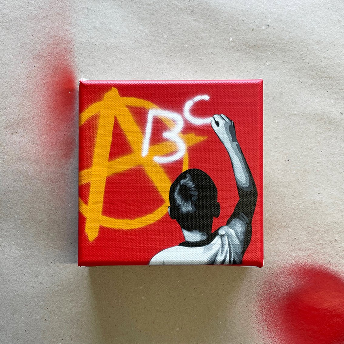 Image of "Education Against Extremism" 1/1 Mini Canvas (red/orange)