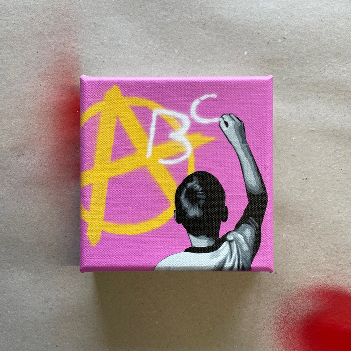 Image of "Education Against Extremism" 1/1 Mini Canvas (pink/yellow)
