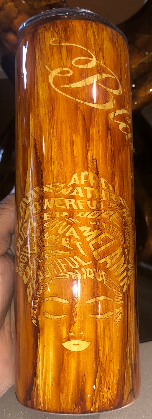 Image of Wood~20 oz Stainless Steel Tumbler- Woodgrain -Brown