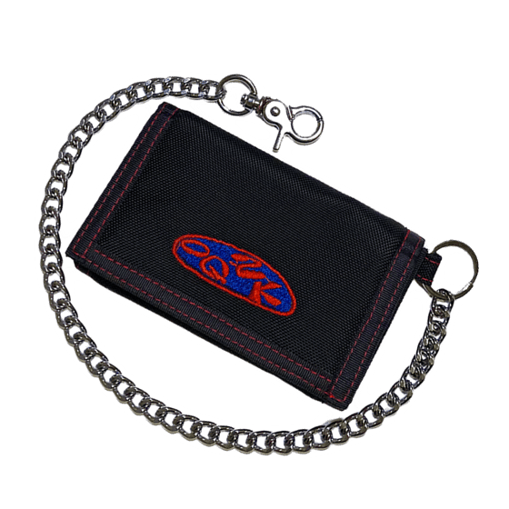 Image of "CHAIN N EMBROIDERY" WALLET *** BLUE / RED