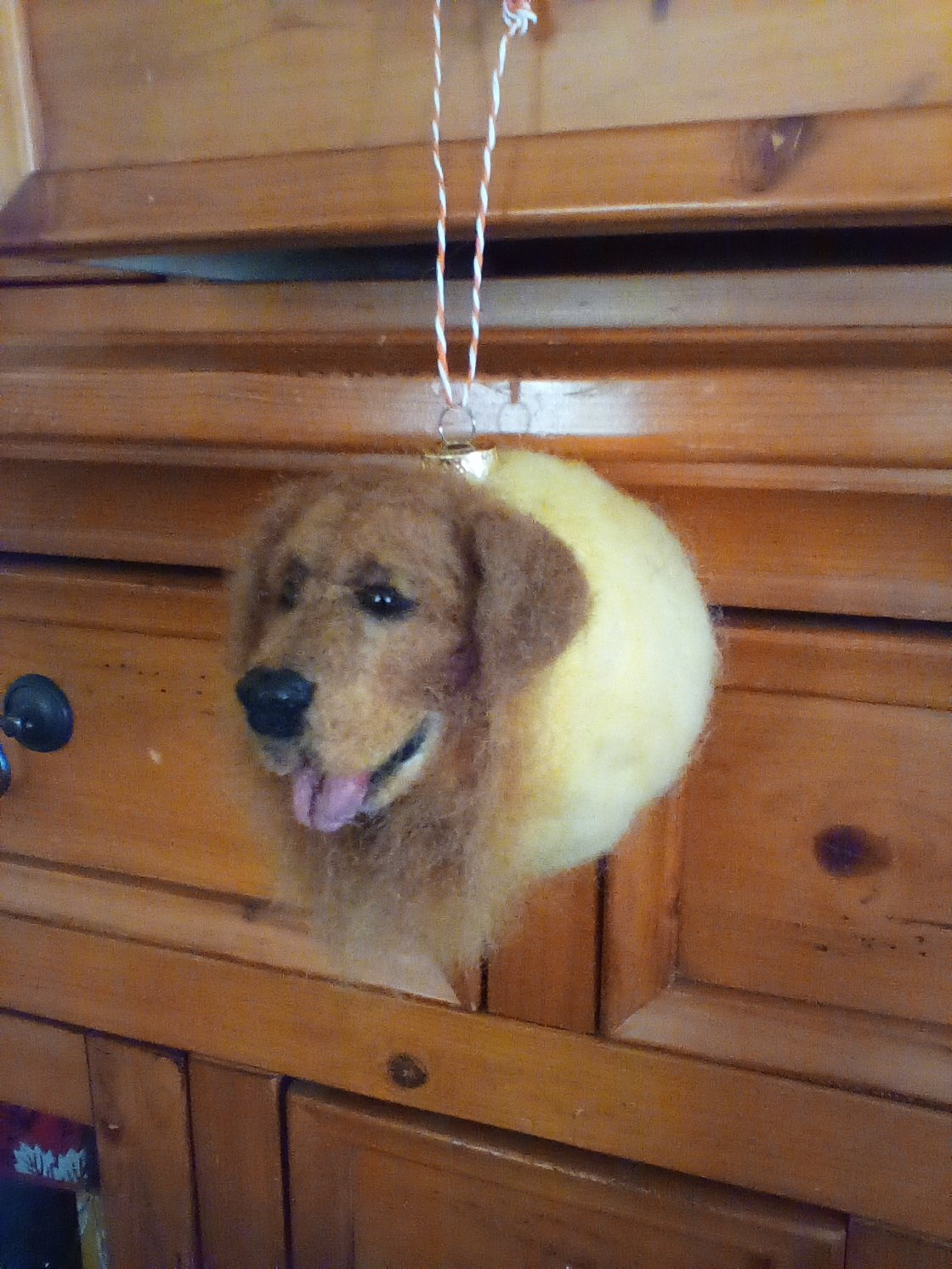Image of Needle felted Golden Retriever Ornament