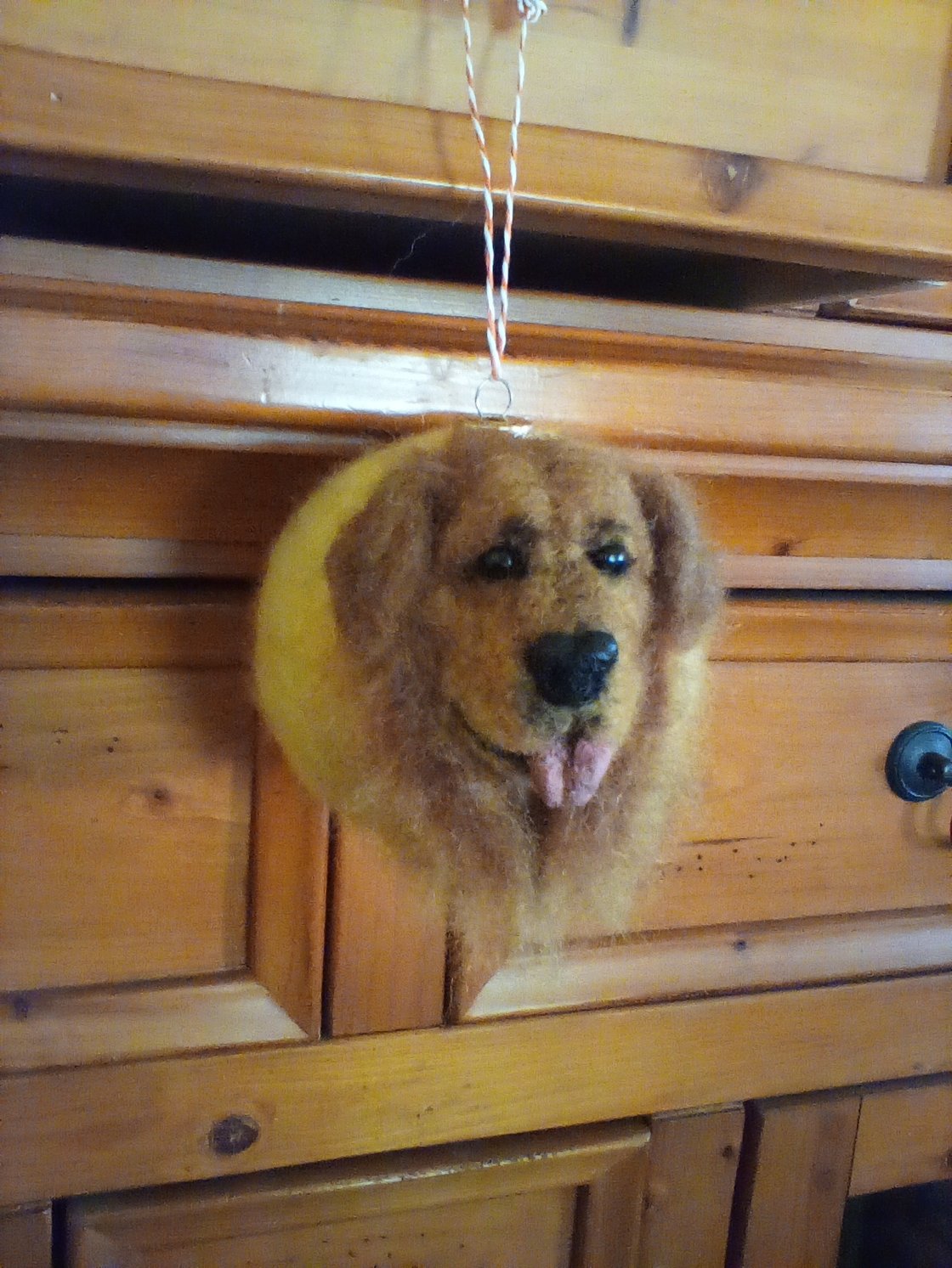 Image of Needle felted Golden Retriever Ornament
