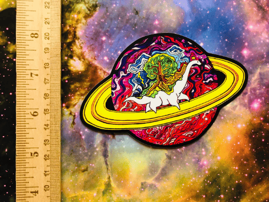 Image of Cosmic Dinosaur Saturn Sauropod Vinyl Sticker