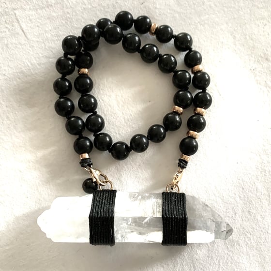 Image of All Shungite Choker 33 with Mongolian Quartz