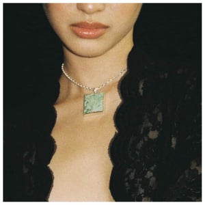 Image of Variscite rectangular shape cabochon cut silver necklace no.2