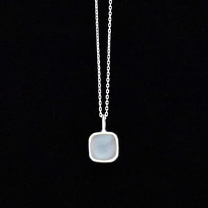 Image of Grey Moonstone cabochon cut cushion shape silver necklace