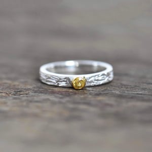 Image of Yellow Sapphire 18k gold plated x silver flat band ring