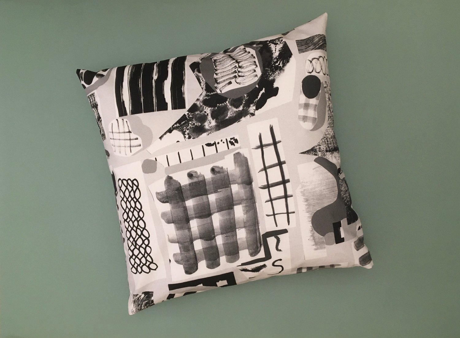 Image of BLACK AND WHITE COLLAGE PILLOWCASE