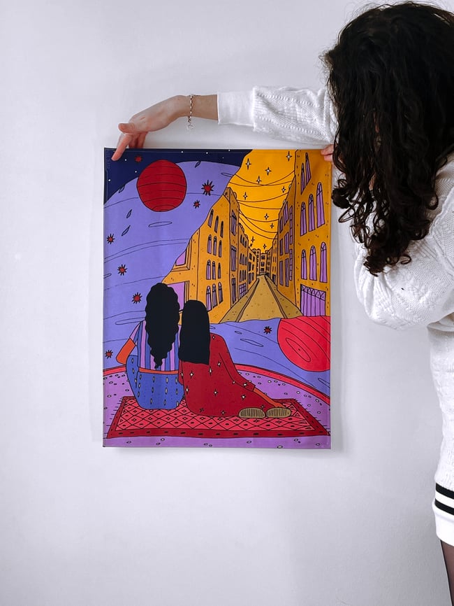 'Sisters' velvet print 