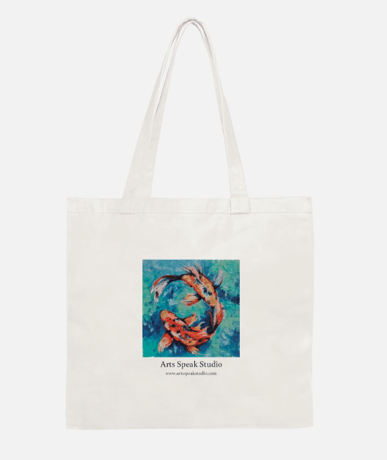 Image of Koi Fish Printed Tote Bag 
