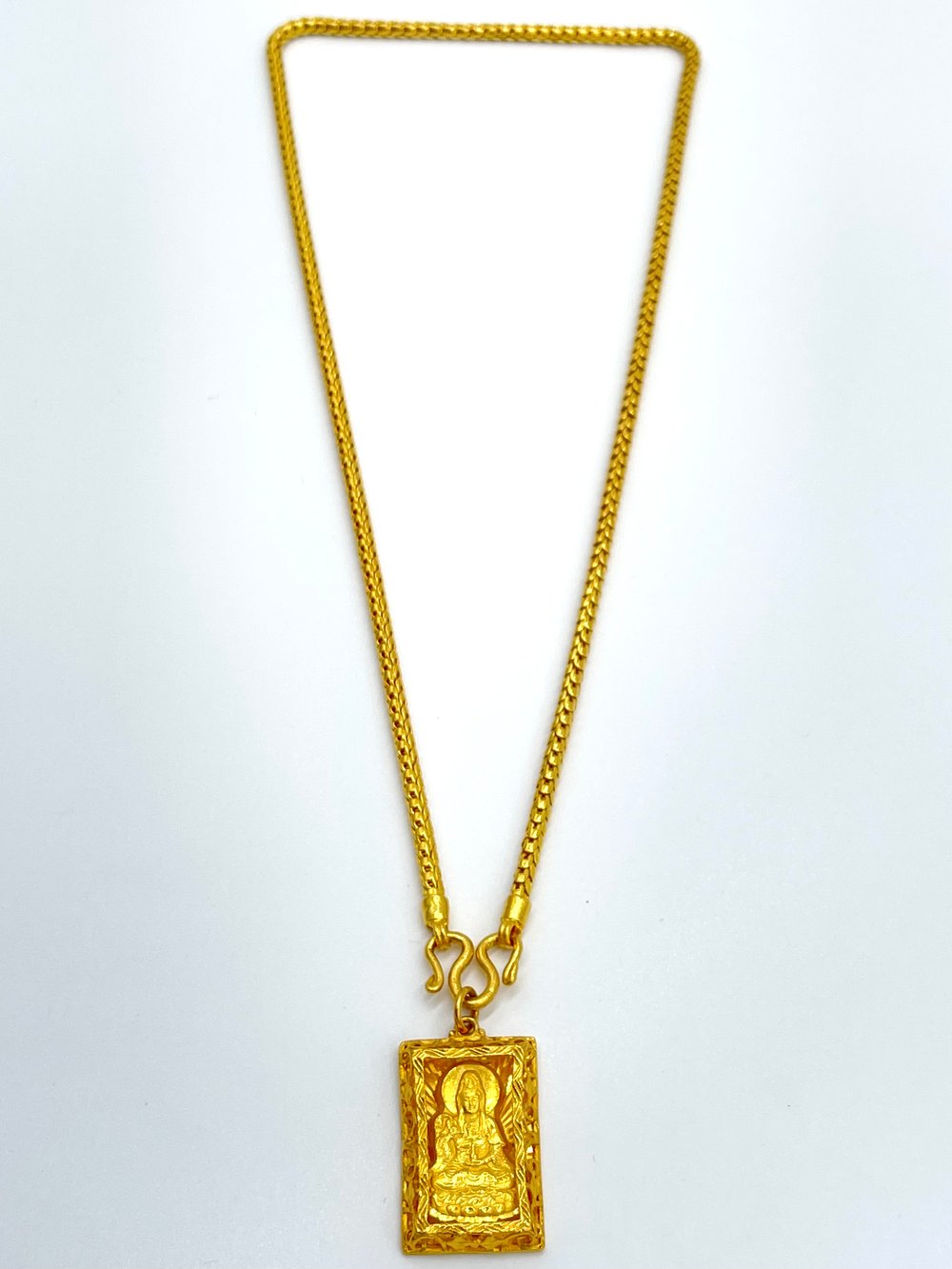 24K Square Buddha on 24k Baht Chain