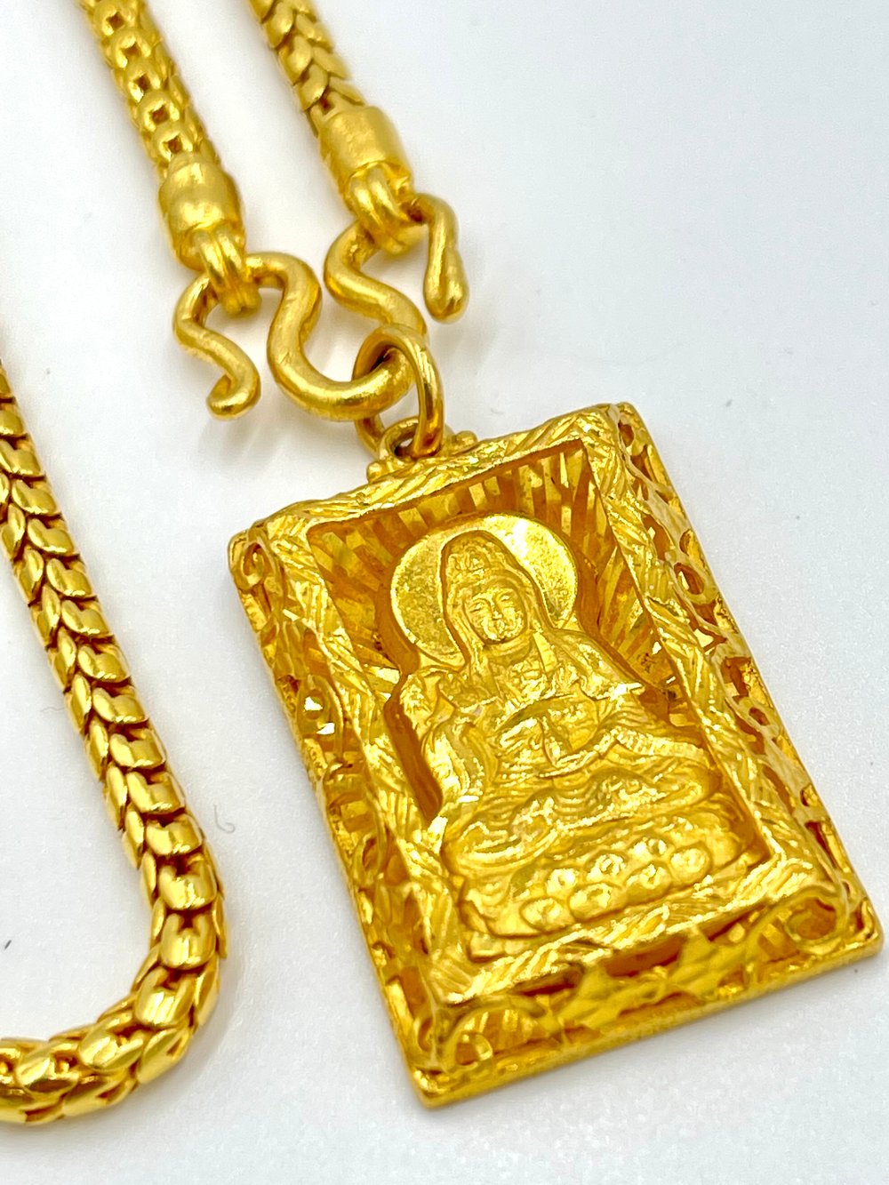 24K Square Buddha on 24k Baht Chain