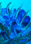Blue flower study no1 - acrylic on aquarelle paper 10,4x14,7 cm