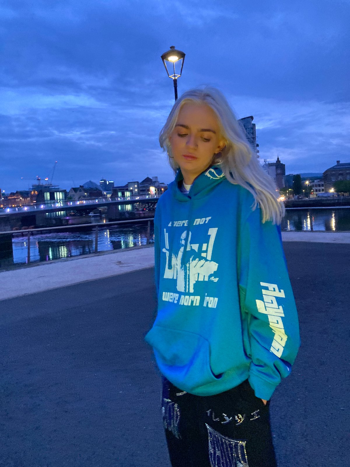 Tropical online blue hoodie