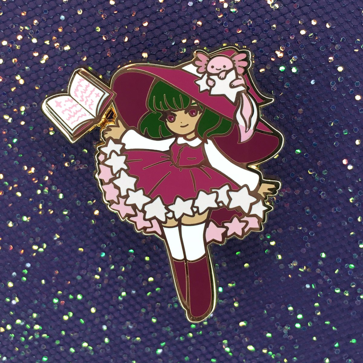 Image of Astral Axolotl Witch enamel pin