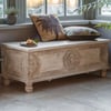 Boho Hand Carved Storage Bench