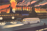 Bus in Industrial City Art Print