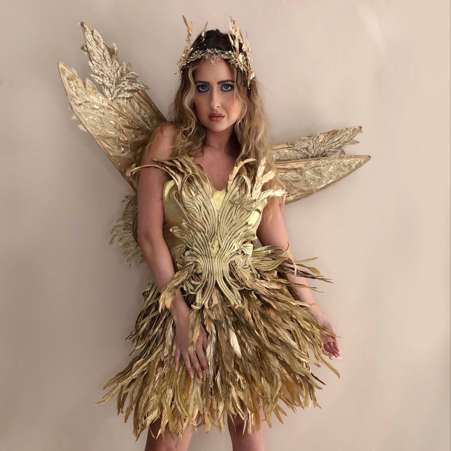 Image of Gold Feather Forest Fairy Costume