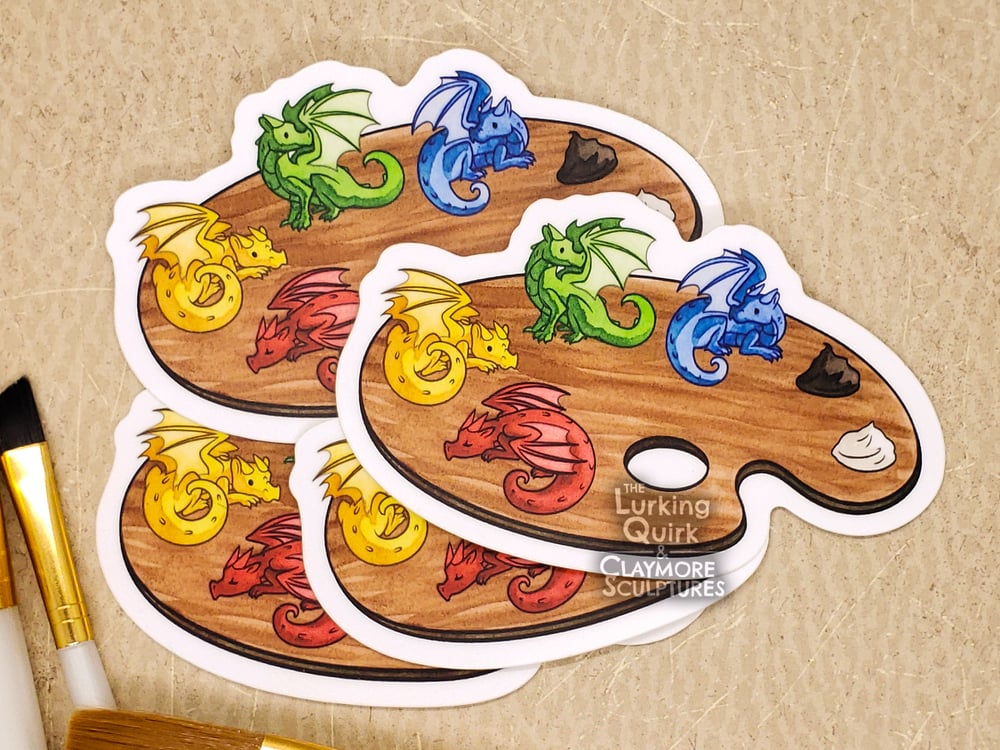 Paint Palette Dragons - 4 inch Vinyl Sticker