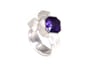 Silver strata ring set with Amethyst, interlaced with cubes