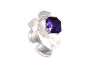Image 1 of Silver strata ring set with Amethyst, interlaced with cubes