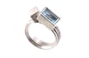 Strata ring, aquamarine in silver interlaced with cube