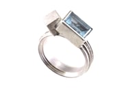 Image 1 of Strata ring, aquamarine in silver interlaced with cube