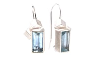 Image 2 of Aquamarine drop earrings set in sterling silver drop studs with 6mm cubes