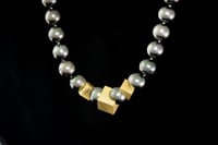 Image 1 of South Sea Pearl Necklace twinned with “intergrowth” of 18ct gold cubes