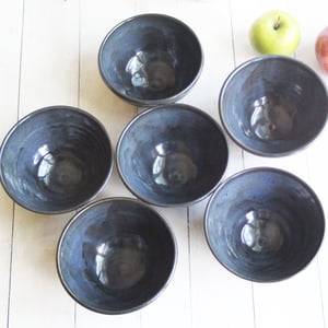 Image of Reserved for Kara - 6 Custom Bowls in Midnight Blue Glaze, Made in USA