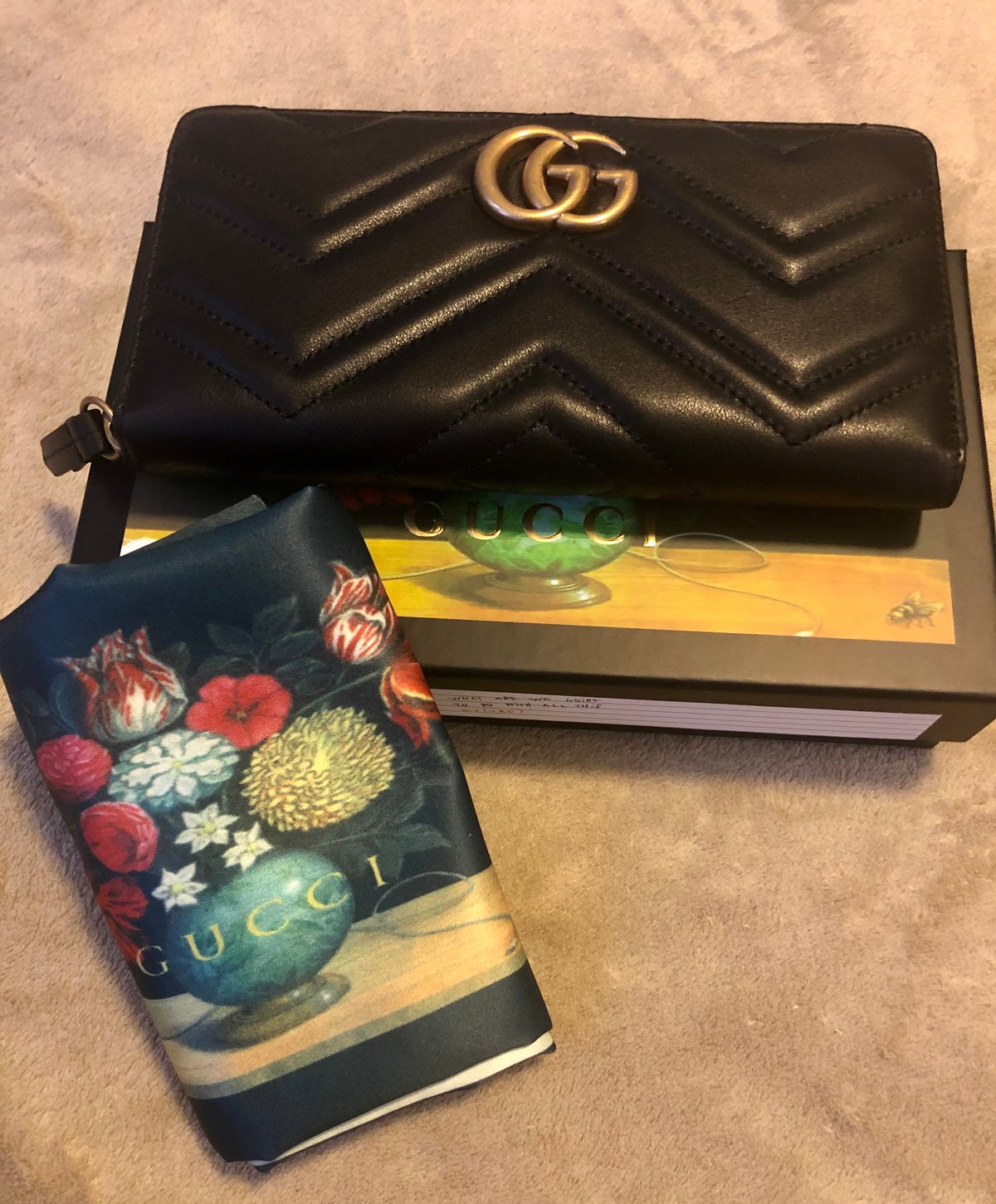 Image of Auth Gucci GG Black Marmont Zip Wallet 