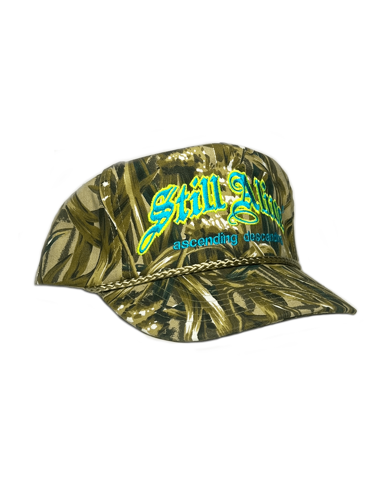 Image of "ascending descending" CAP by. STILLALIVE ® (neon / teal)