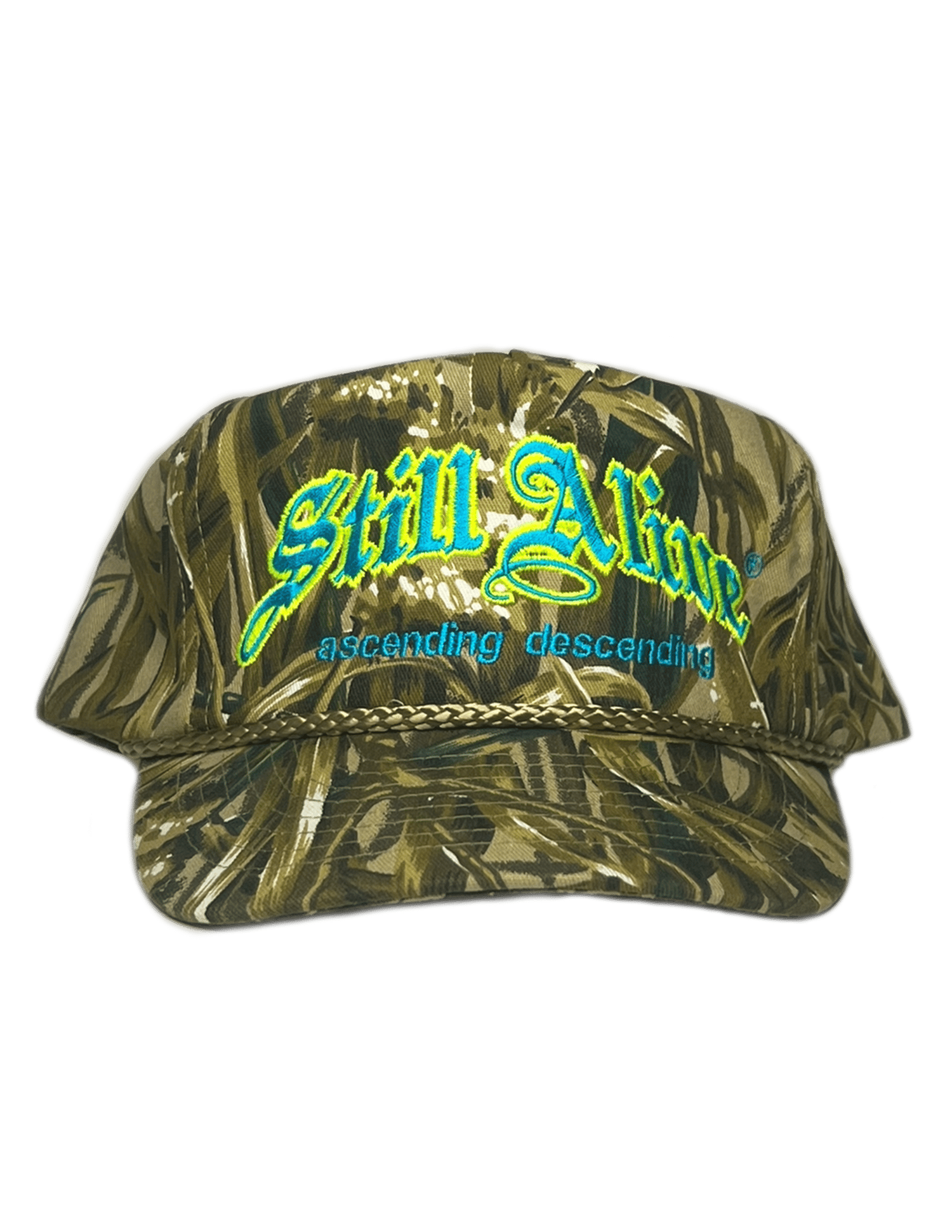 Image of "ascending descending" CAP by. STILLALIVE ® (neon / teal)