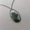 Large Sterling Silver and Green Moss Agate Necklace