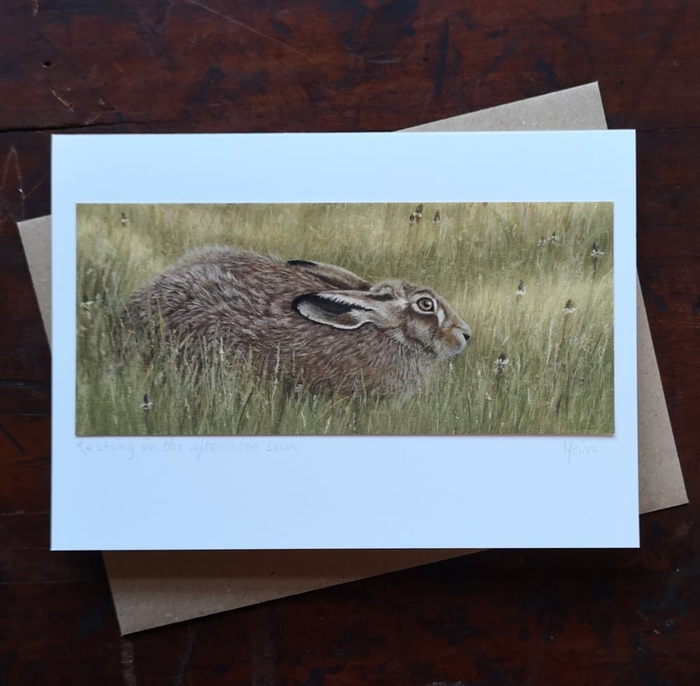 Image of RESTING HARE ~ GREETINGS CARD