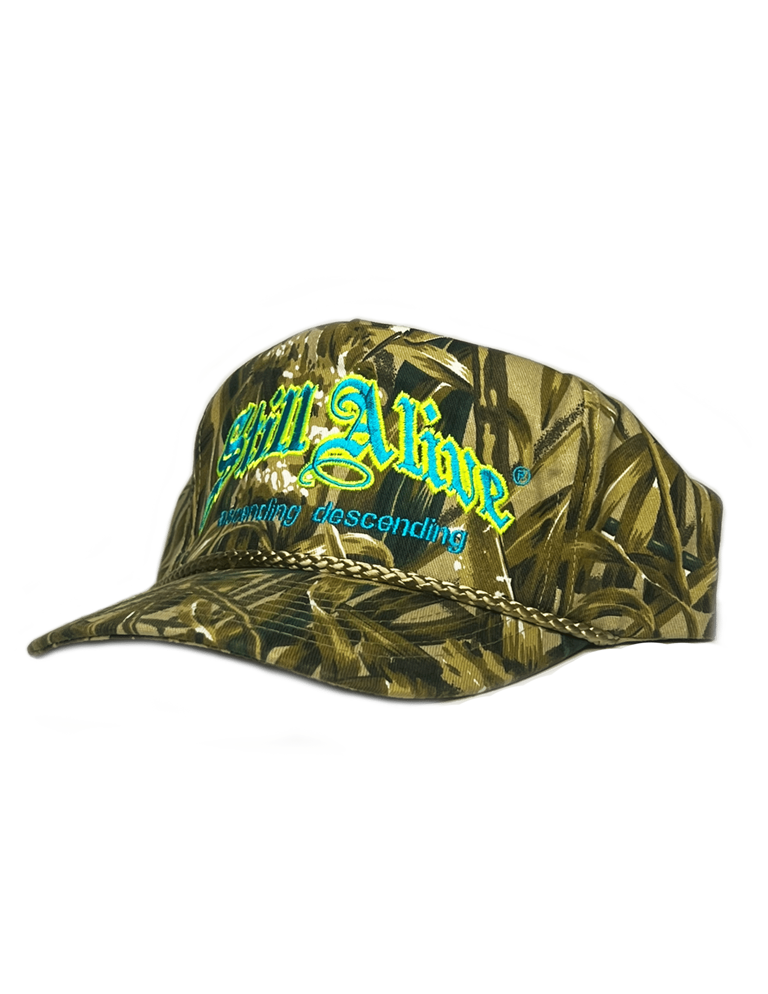 Image of "ascending descending" CAP by. STILLALIVE ® (neon / teal)