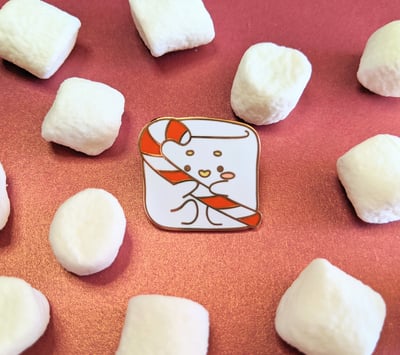 Image of Marshmallow Candy Cane Enamel Pin