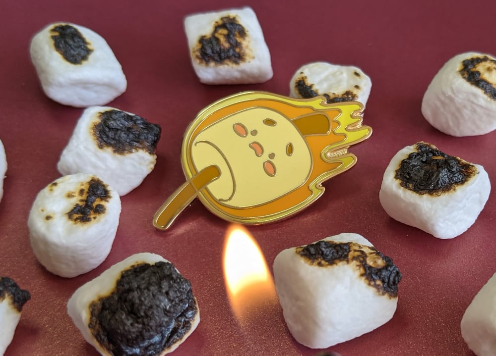 Image of Flaming Marshmallow Enamel Pin