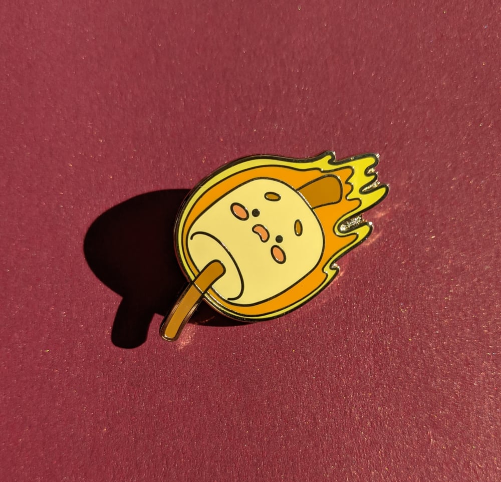 Image of Flaming Marshmallow Enamel Pin