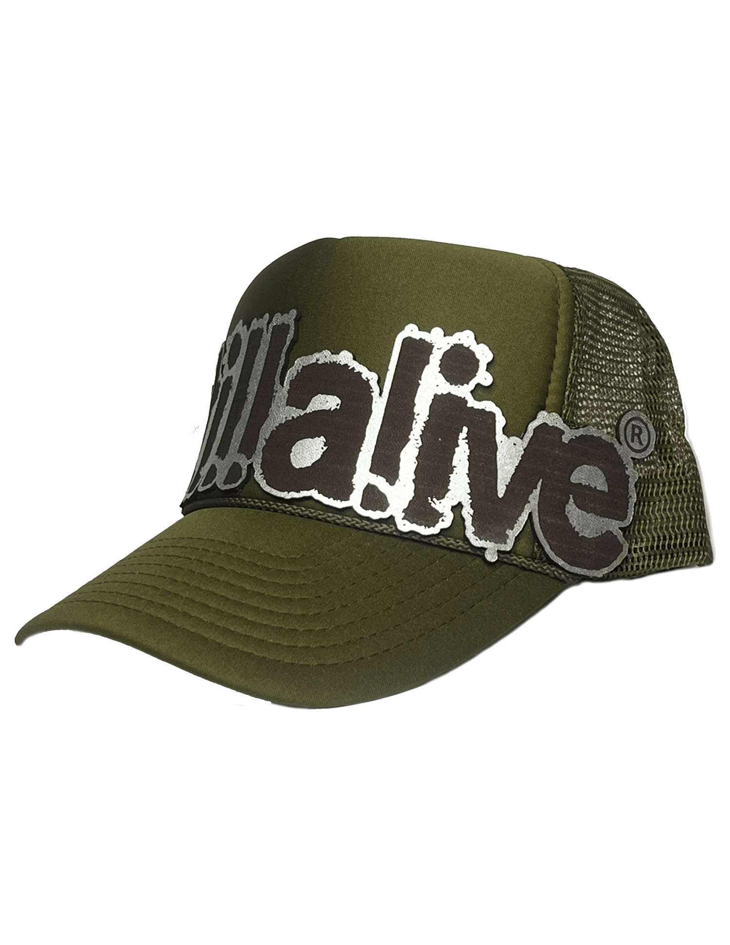 Image of "lower case" TRUCKER by. STILLALIVE® (army green)