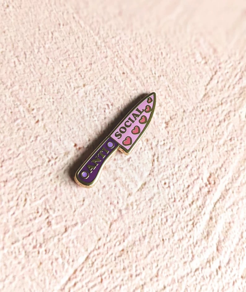 Image of Anti Social Knife Enamel Pin