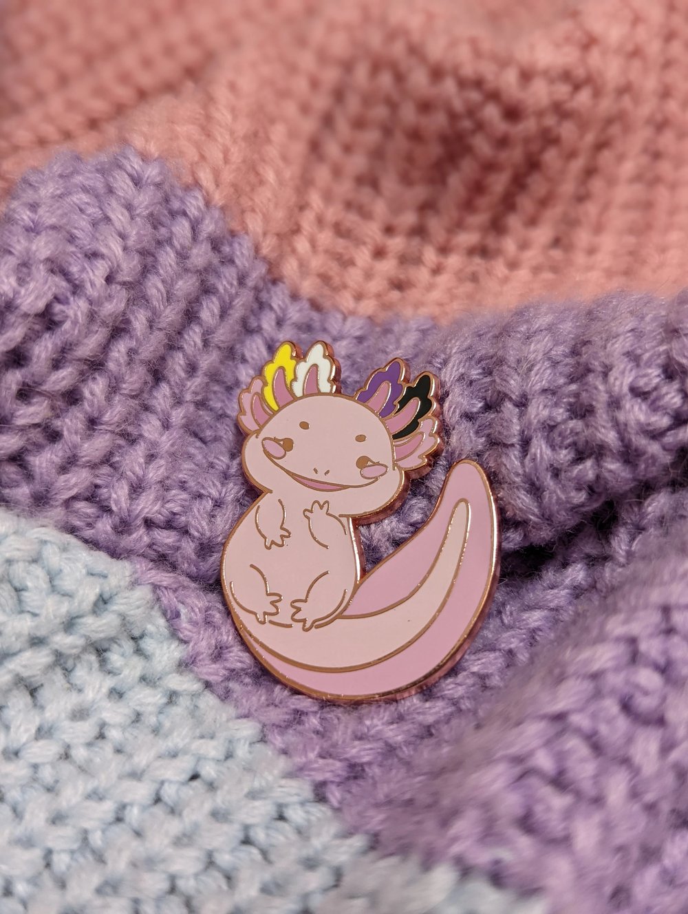 Image of Non-binary Axolotl Enamel Pin