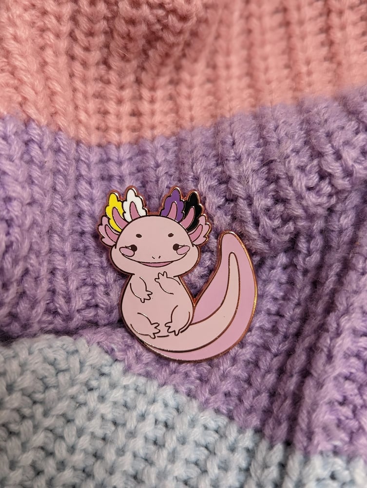 Image of Non-binary Axolotl Enamel Pin