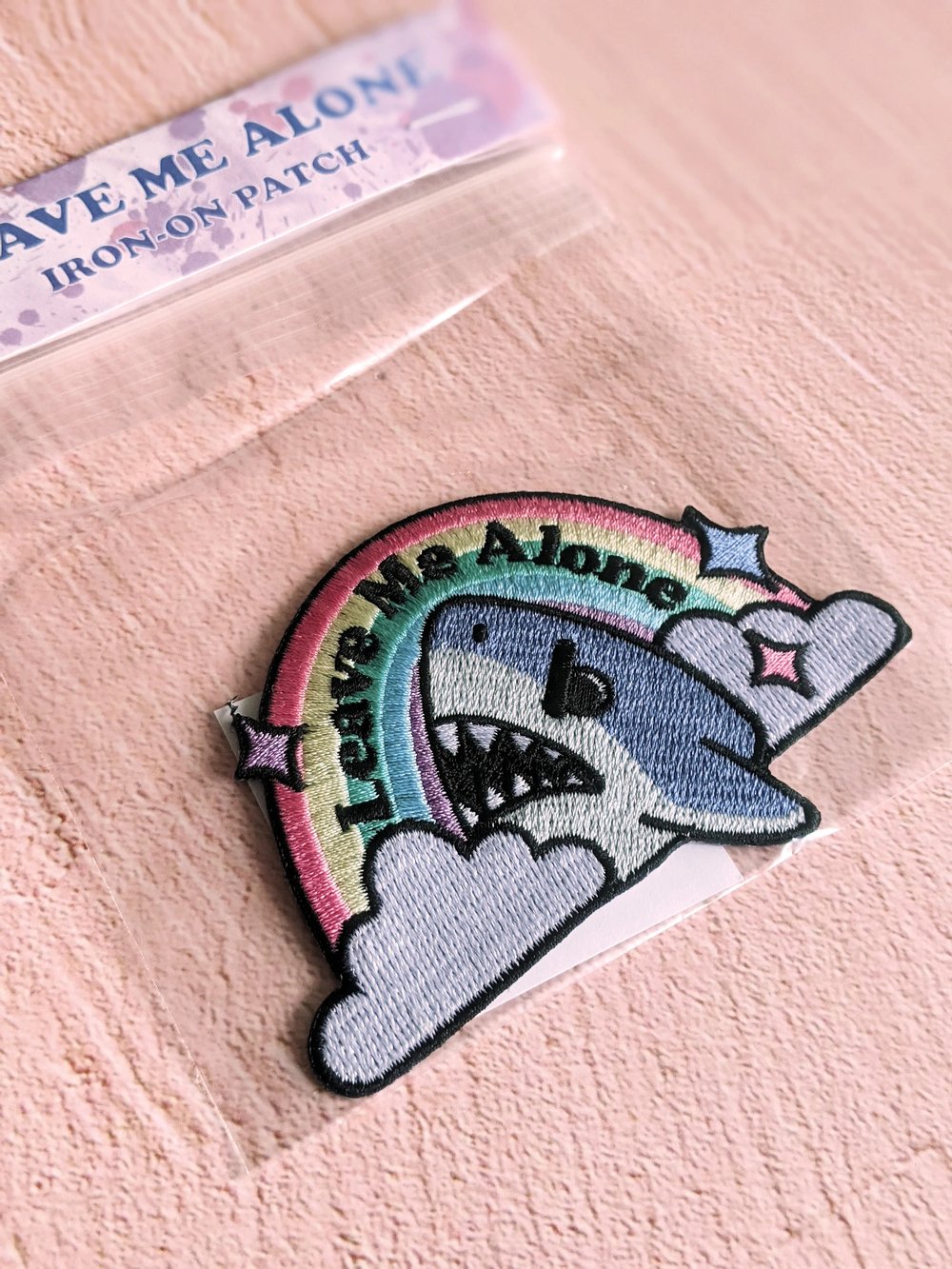 Image of Leave Me Alone Shark Iron-On Patch