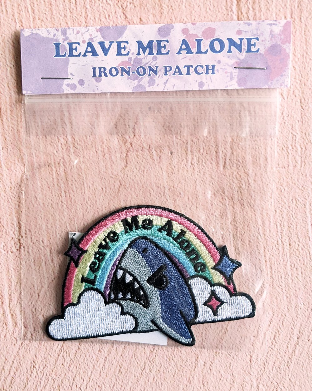 Image of Leave Me Alone Shark Iron-On Patch