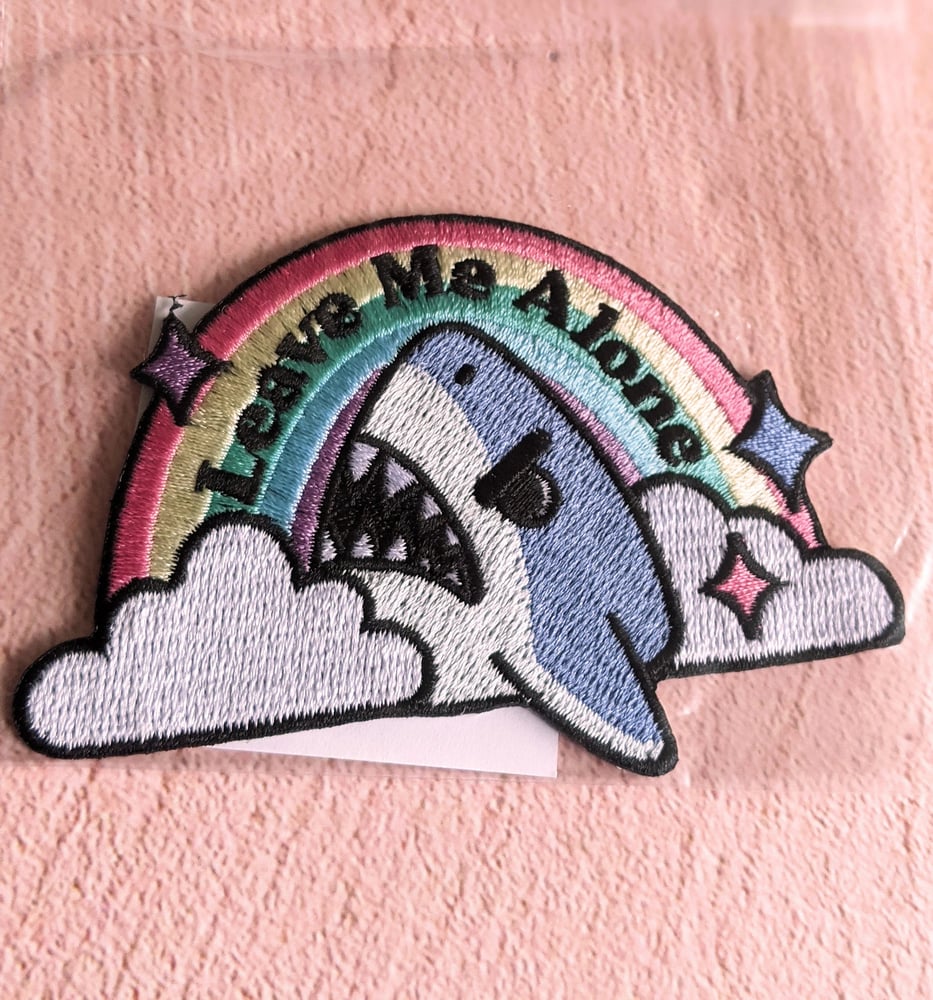 Image of Leave Me Alone Shark Iron-On Patch